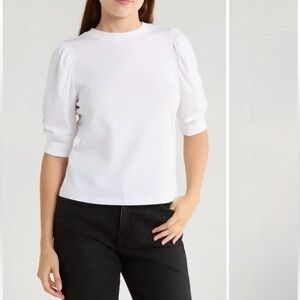 FRAME The Frankie Puff Sleeve T-Shirt Women's White Puff-Sleeve Cotton  Top XS